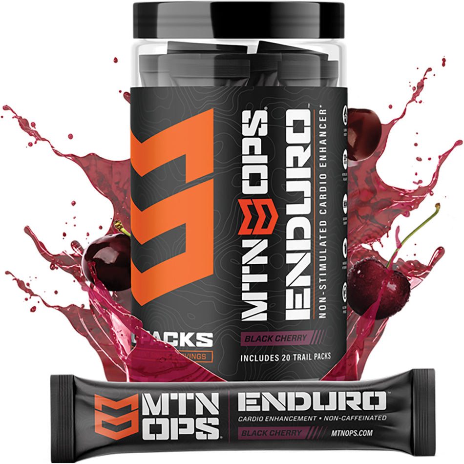 MTN OPS Enduro Black Cherry 20 ct. Caffeine-Free Cardio Trail Packs