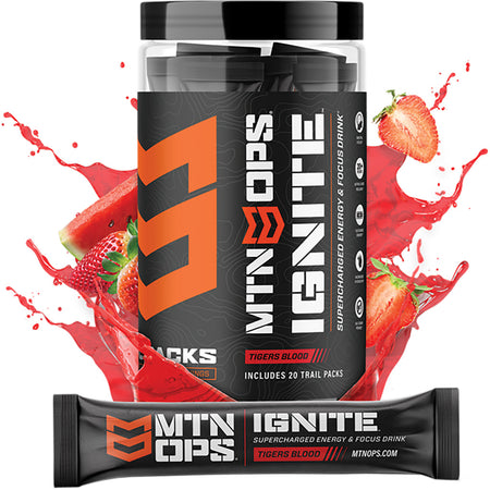 MTN OPS Ignite Tigers Blood Amino Acid Energy Booster Trail Packs 20 pk.