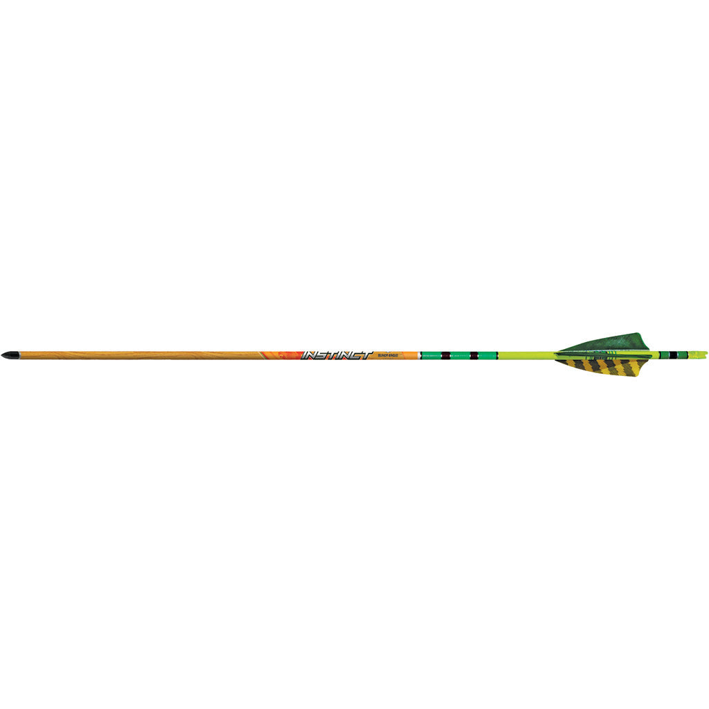 Black Eagle Instinct Traditional 500 Spine Arrows Green/Yellow Feathers Pack of 6