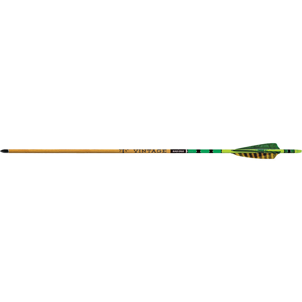 Black Eagle Vintage Traditional 500 .005 Feather Fletch Arrows Green/Yellow Pack of 6