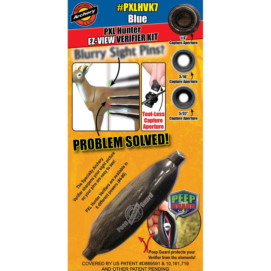 Specialty Archery PXL Hunter EZ-View Verifier Kit Power No. 7 Blue Archery Peep