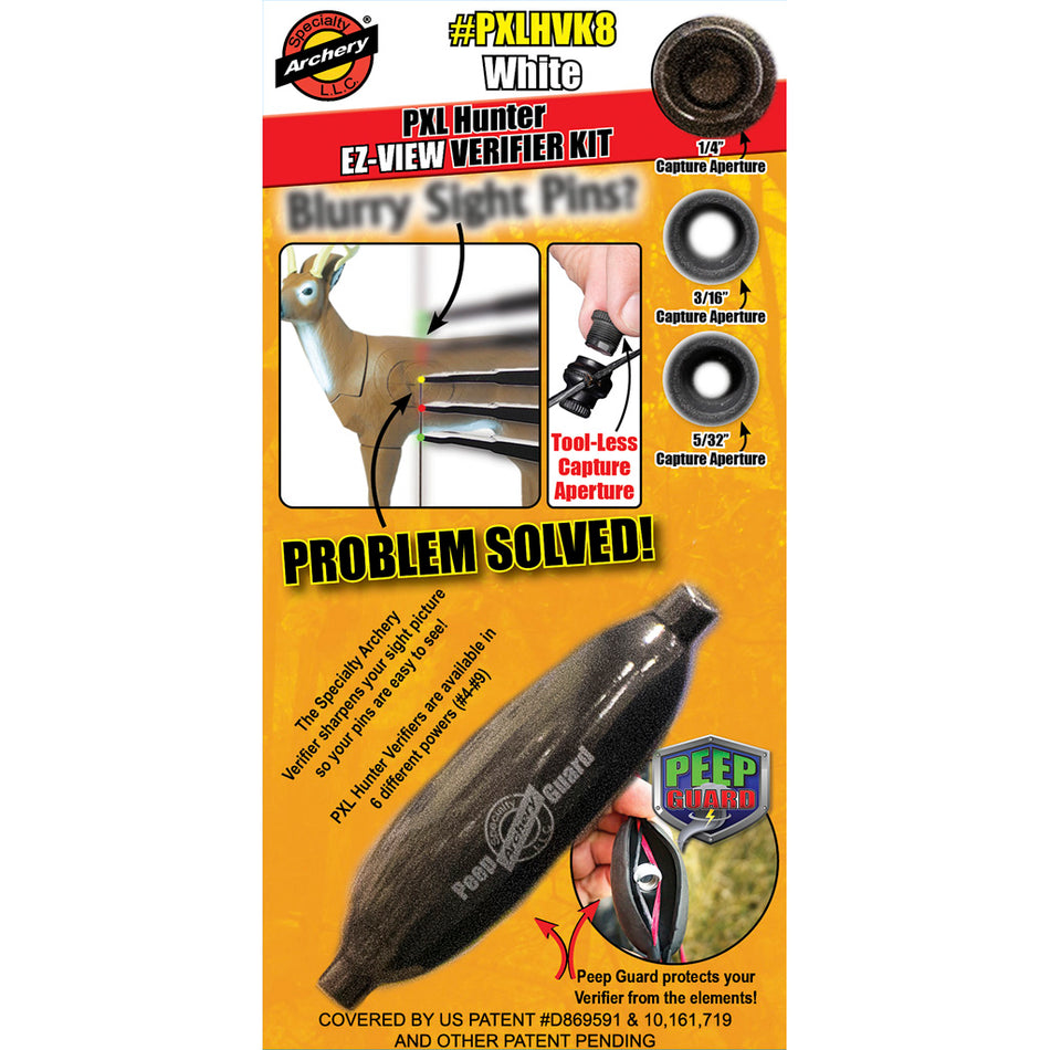 Specialty Archery PXL Hunter EZ-View Verifier Kit Power No. 8 White Archery Peep