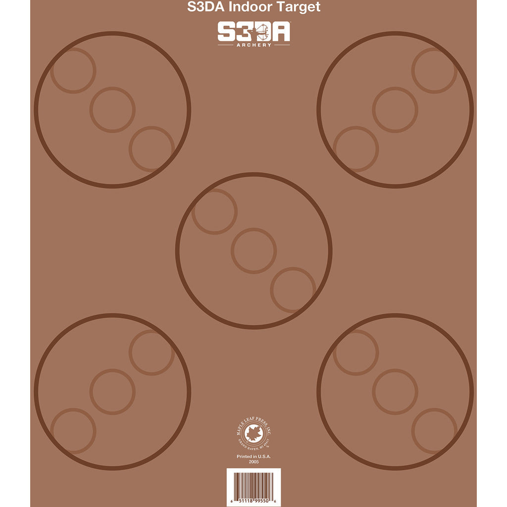 Maple Leaf S3DA 3D Paper Target Face Brown ASA 5-Spot 25 Pack