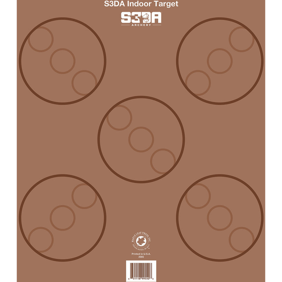 Maple Leaf S3DA 3D Paper Target Face Brown ASA 5-Spot 25 Pack