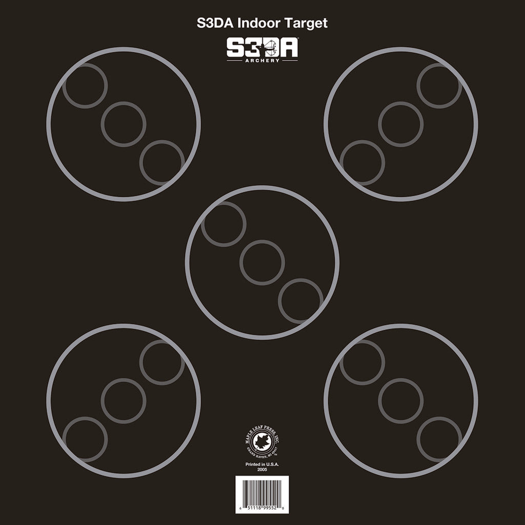 Maple Leaf S3DA 3D Paper Target Face Black ASA 5-Spot 25 Pack