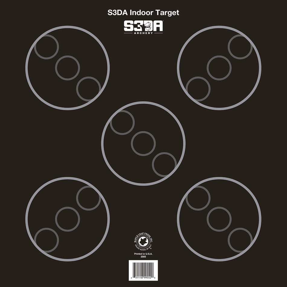 Maple Leaf S3DA 3D Paper Target Face Black ASA 5-Spot 25 Pack