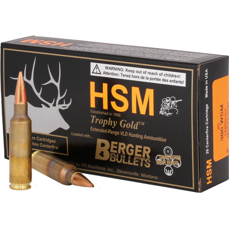 HSM Trophy Gold .300 WSM 168 grain Berger Hunting VLD Match ammunition