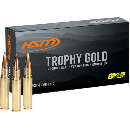 HSM Trophy Gold .338 Winchester Magnum 250 grain Berger Match Hybrid Open Tip Match ammunition