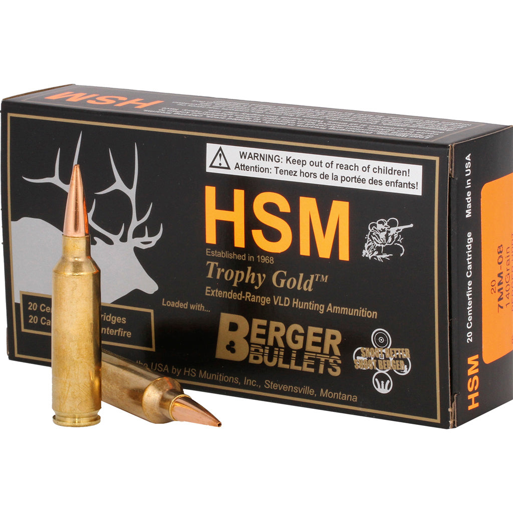 HSM Trophy Gold Berger Hunting VLD Match 140 Grain 7mm-08 Remington 2811 fps