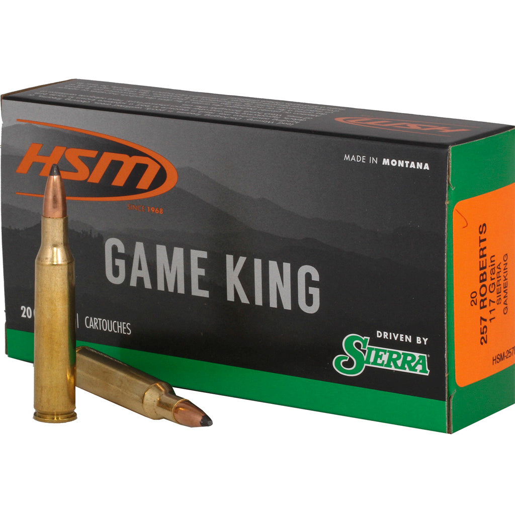 HSM Game King .257 Roberts 117 grain Spitzer Boat Tail ammunition
