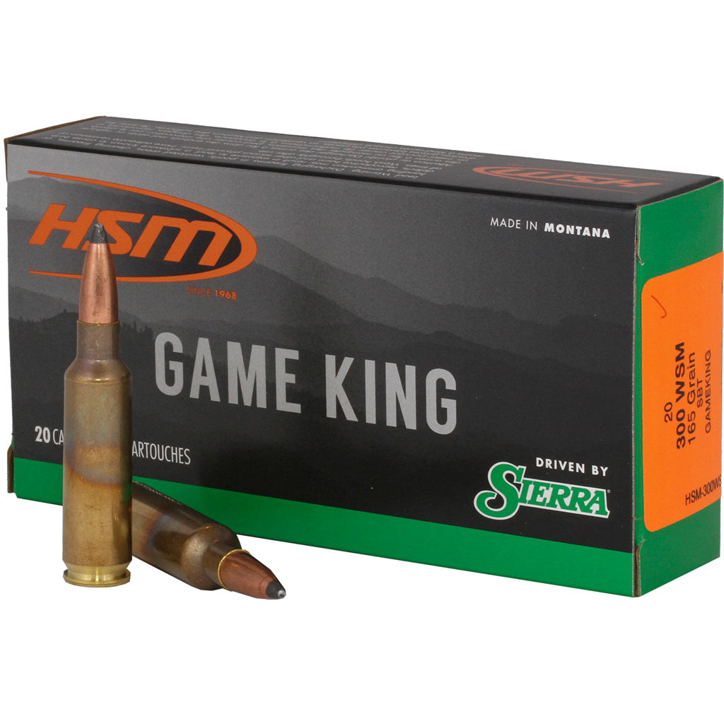 HSM Game King .300 WSM 165 grain Spitzer Boat Tail ammunition