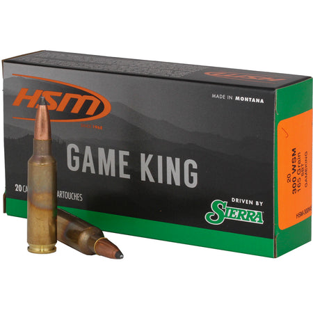 HSM Game King .300 WSM 165 grain Spitzer Boat Tail ammunition