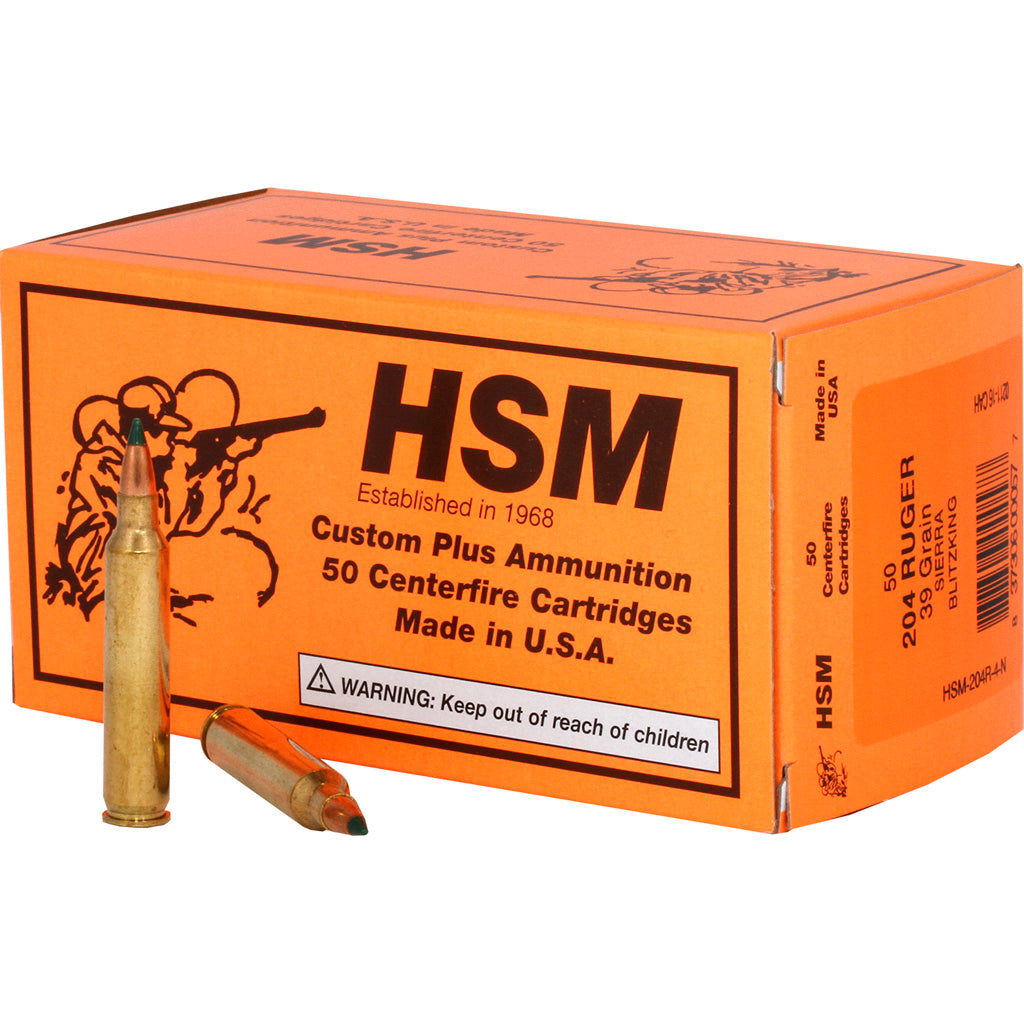 HSM Varmint .204 Ruger 39 grain BlitzKing ammunition