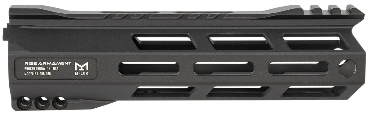 Rise Armament 7.50" RA-905 AR-15 M-LOK Handguard Black Anodized 6061-T6 Aluminum RA905075BLK