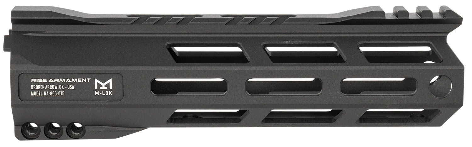Rise Armament 7.50" RA-905 AR-15 M-LOK Handguard Black Anodized 6061-T6 Aluminum RA905075BLK