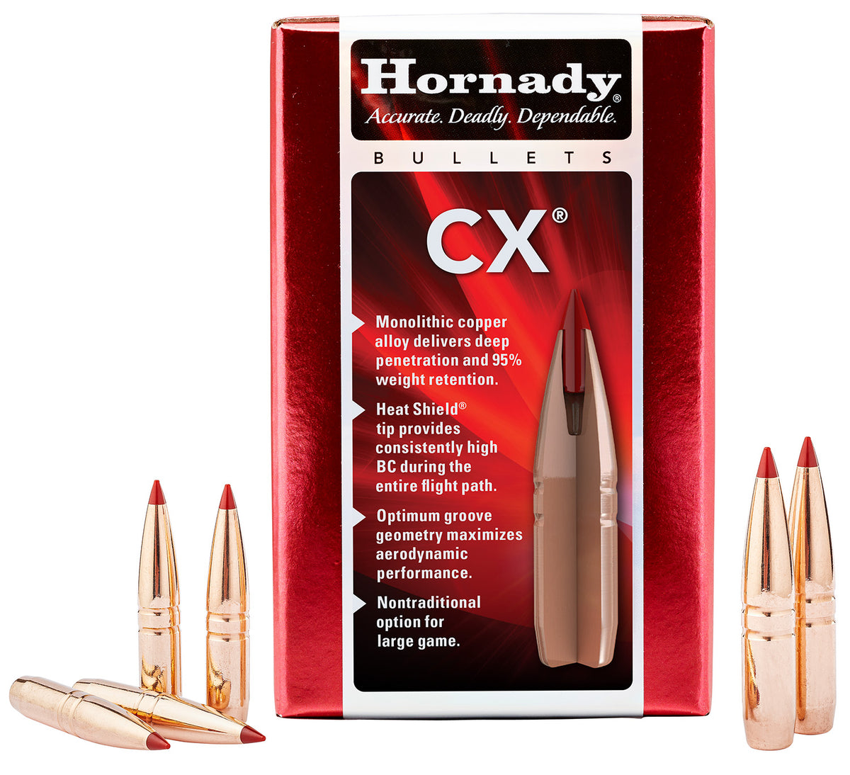 Hornady CX 30 Cal 180 gr Copper Solid Hunting Bullets 50/Box