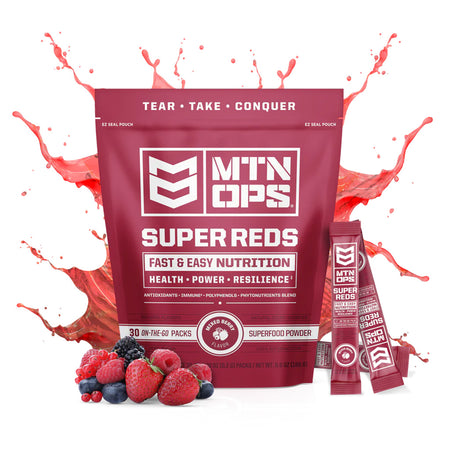MTN Ops Super Reds Mixed Berry Immune Support Powder 30 Single Serve Packs