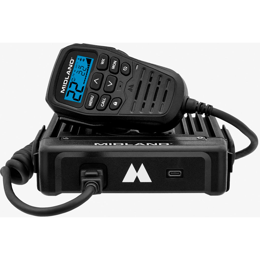Midland 50 Watt IP67 Waterproof Micro Mobile GMRS Radio MXT575 USB-C Fast Charge