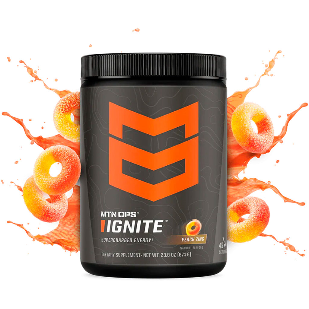 MTN OPS Ignite Peach Zing Nootropic Energy Supplement Tub