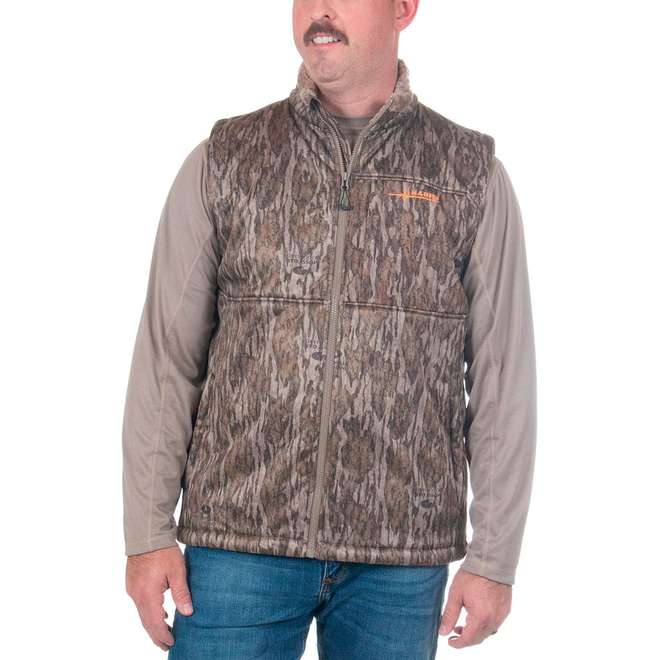 Habit Men's Mossy Oak New Bottomland Early Dawn Sherpa Shell Vest Large
