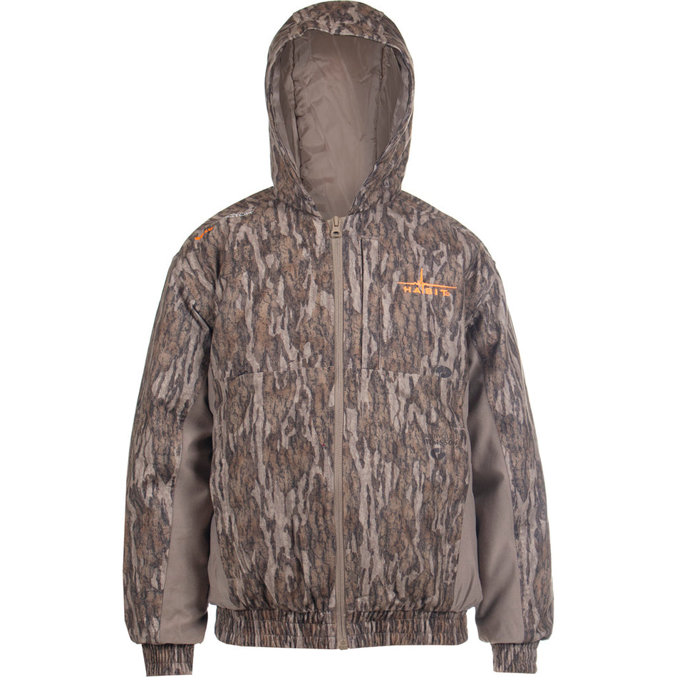 Habit Youth Cedar Branch Hunting Bomber Jacket, Youth Small - Mossy Oak New Bottomland / Timberwolf