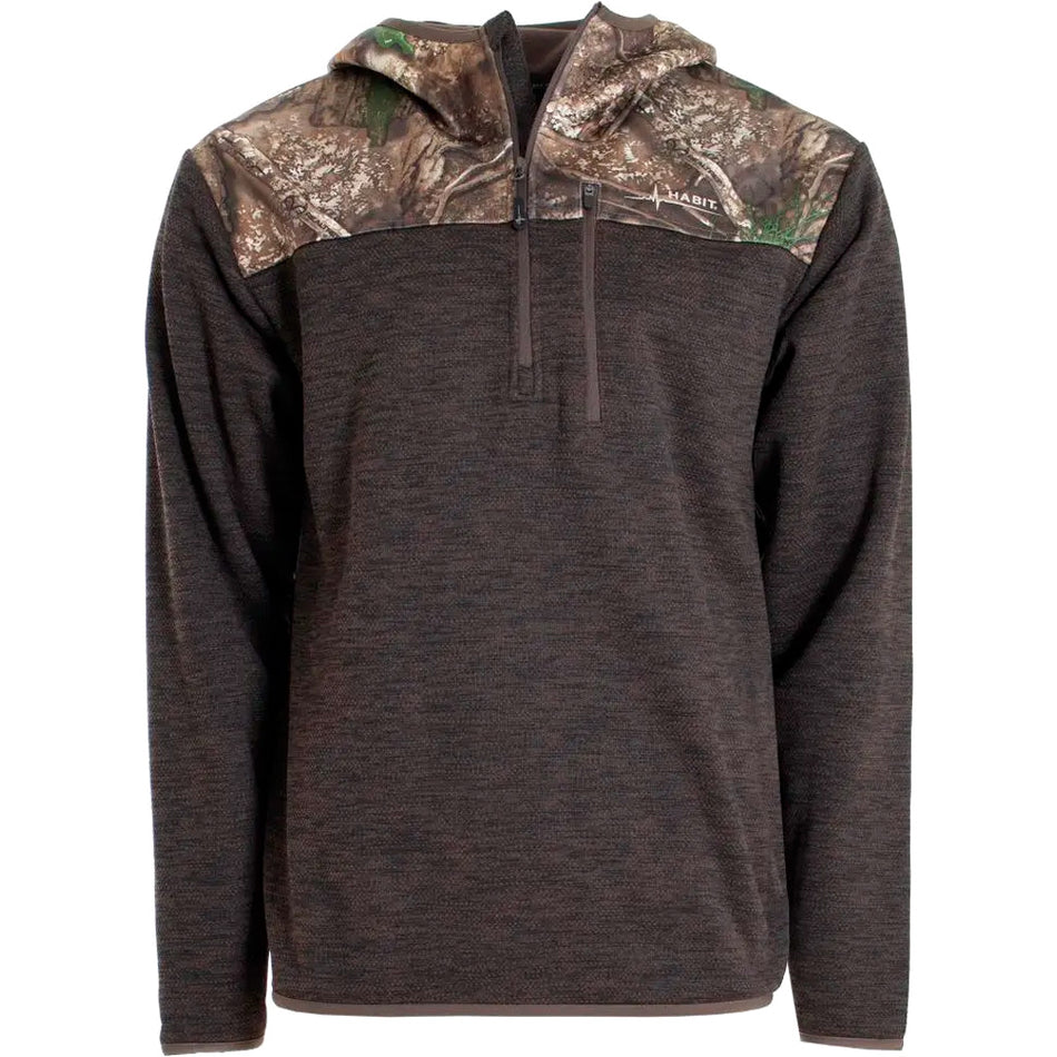 Habit Men's Quarter Zip Hooded Fleece Pullover L - Realtree APX Turkish Coffee