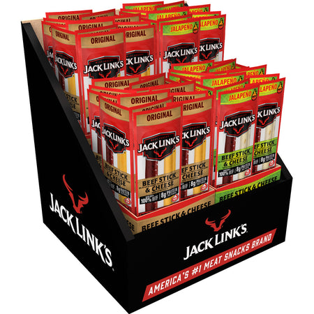 Jack Links Counter Display 64 Pack 1.2oz Beef and Cheese Combos Original Jalapeno