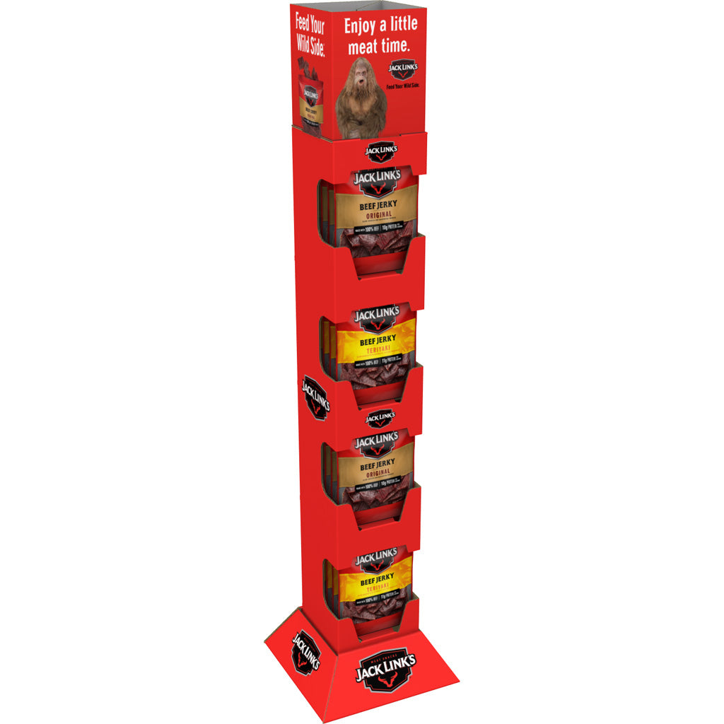 Jack Links NASCAR Branded Beef Jerky Tower 32ct 3.25oz Original Teriyaki