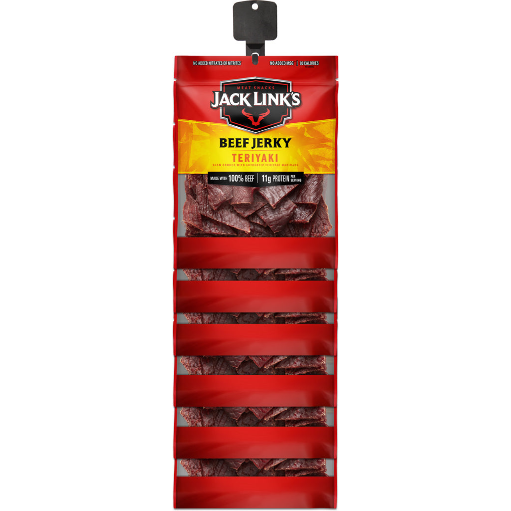 Jack Links 3.25oz Teriyaki Jerky 12ct Preloaded Clip Strip Shelf Display