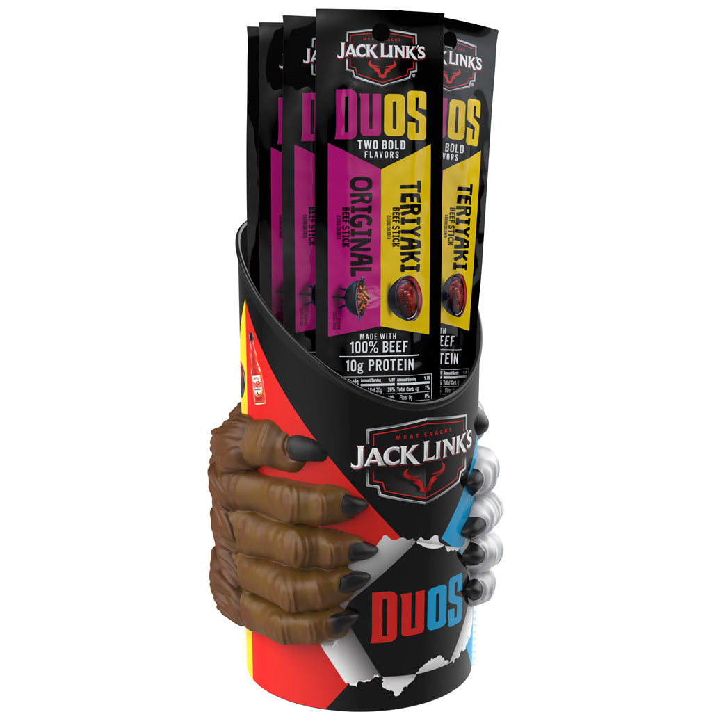 Jack Links Beef Stick Duos 40ct 1.84oz Mug-Style Counter Display Orig Teriyaki
