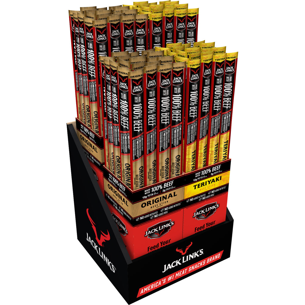 Jack Links Beef Stick Display 96ct 1.84oz Original Teriyaki NASCAR Counter