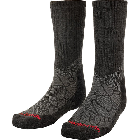 Badlands Merino Wool Lightweight Crew Sock Blk/Gry Medium