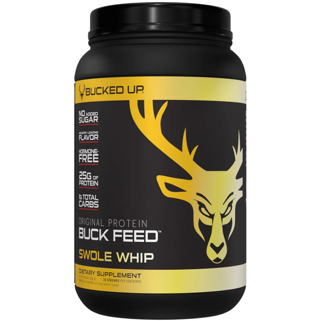 Bucked Up Buck Feed Protein Powder Swole Whipe 30 Servings Tub