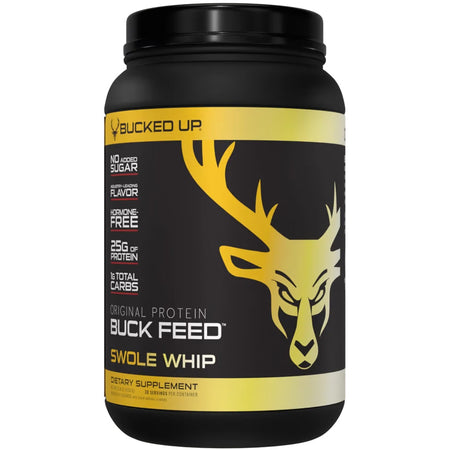 Bucked Up Buck Feed Protein Powder Swole Whipe 30 Servings Tub