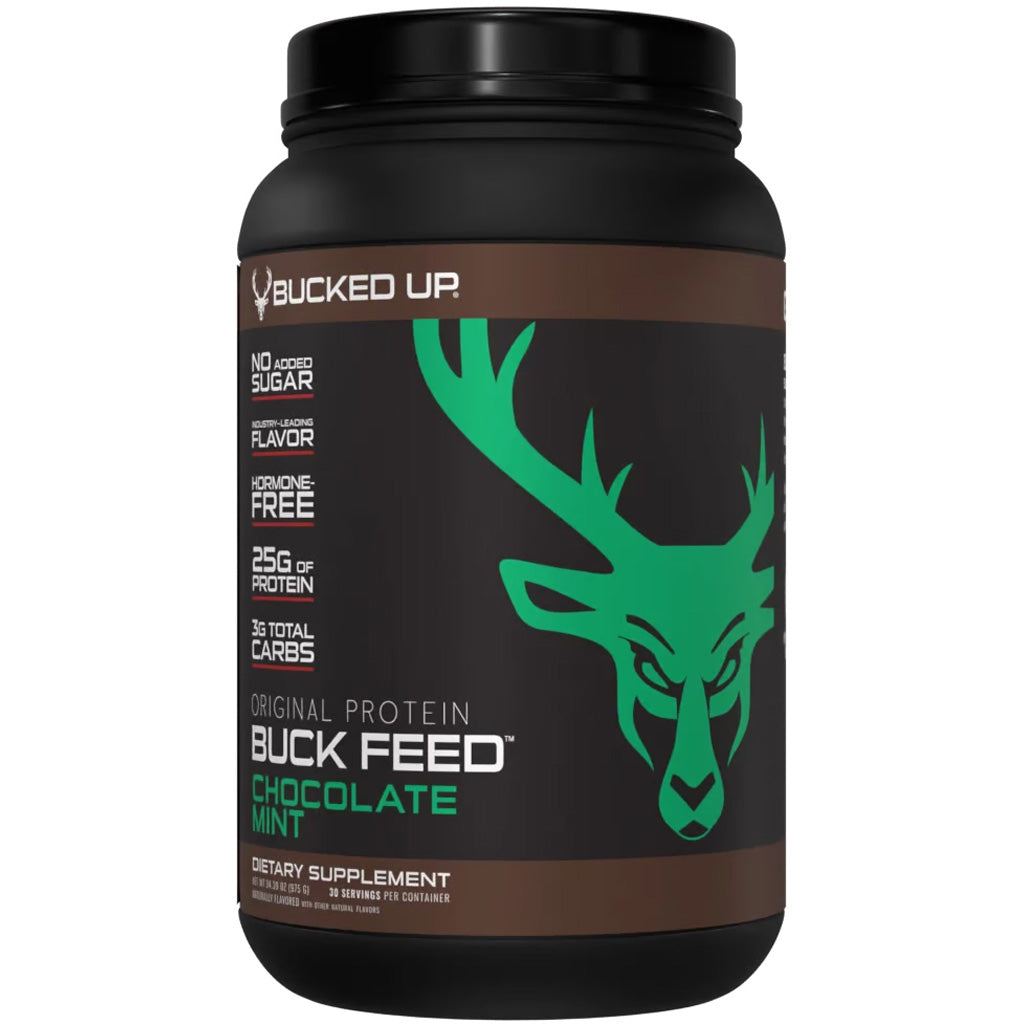 Bucked Up Buck Feed Protein Powder Chocolate Mint 30 Servings Tub