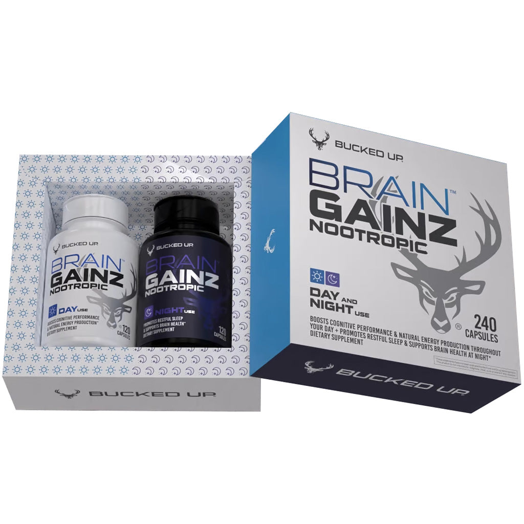 Bucked Up Brain Gainz 24-Hour Nootropic Supplement 240 Capsule System