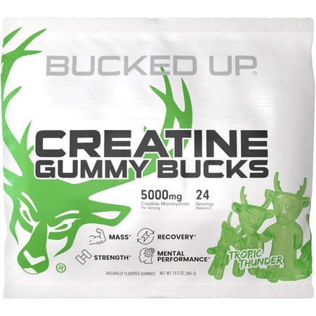 Bucked Up Creatine Gummy Supplement Tropic Thunder Flavor 24 Pack