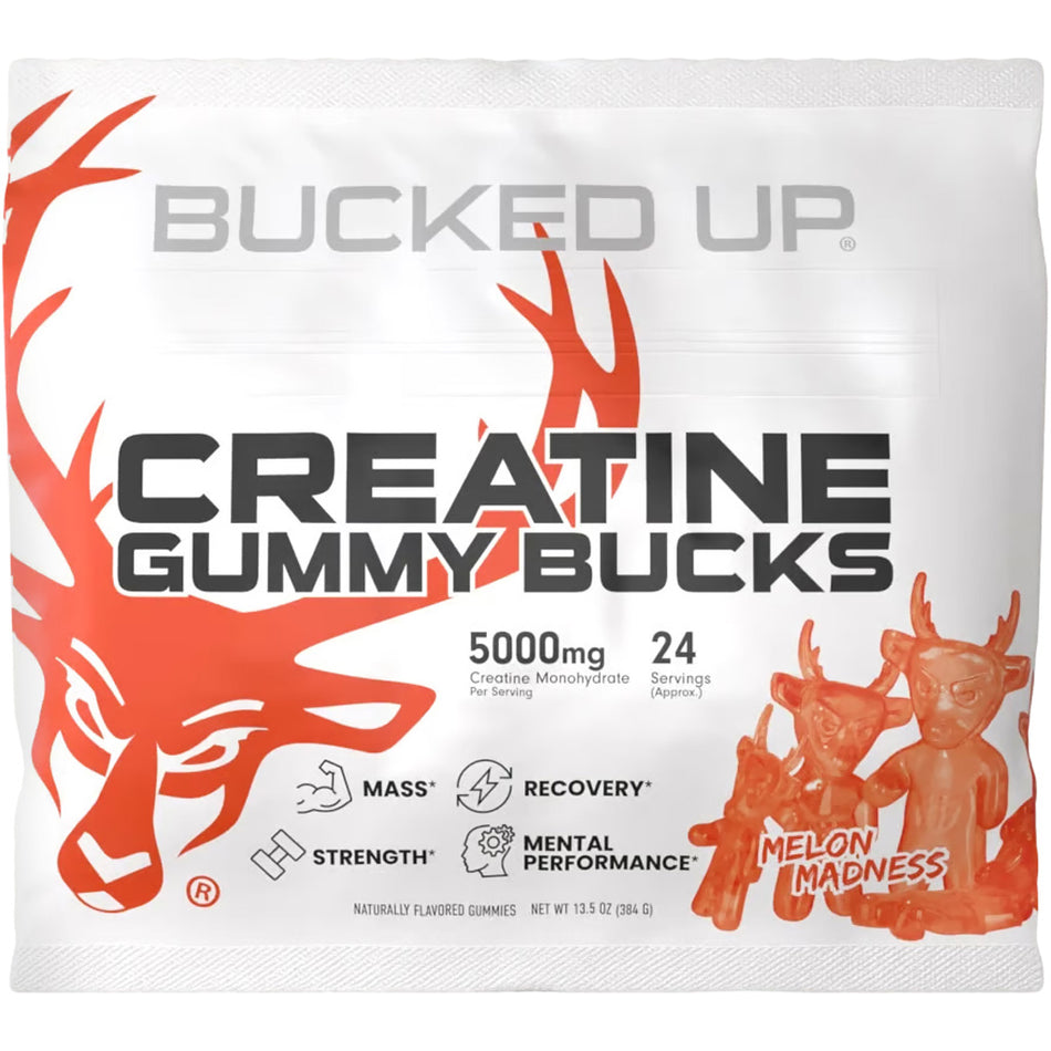 Bucked Up Creatine Gummy Supplement Melon Madness Flavor 24 Pack