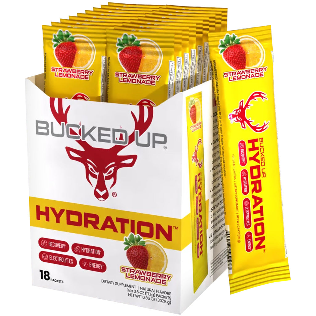Bucked Up Strawberry Hydration 2.0 Electrolyte Powder 18 Stick Box