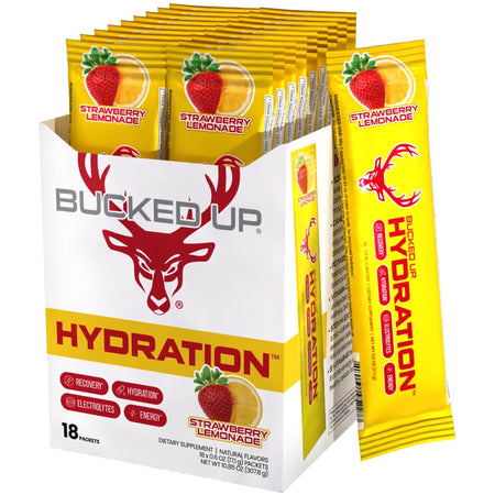 Bucked Up Strawberry Hydration 2.0 Electrolyte Powder 18 Stick Box