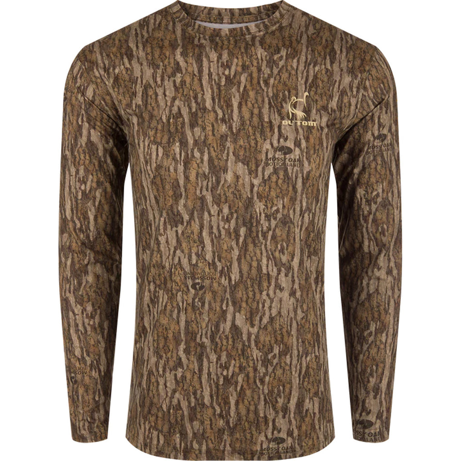 Drake Ol' Tom Performance LS Camo Crew Shirt MO Bottomland 2XLarge