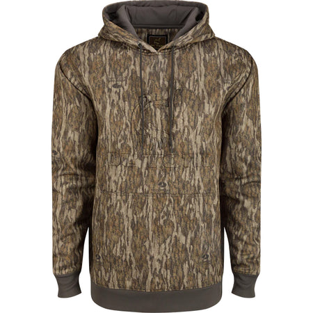 Drake Ol' Tom Back Eddy Stretch Camo Hoodie MO Bottomland Medium