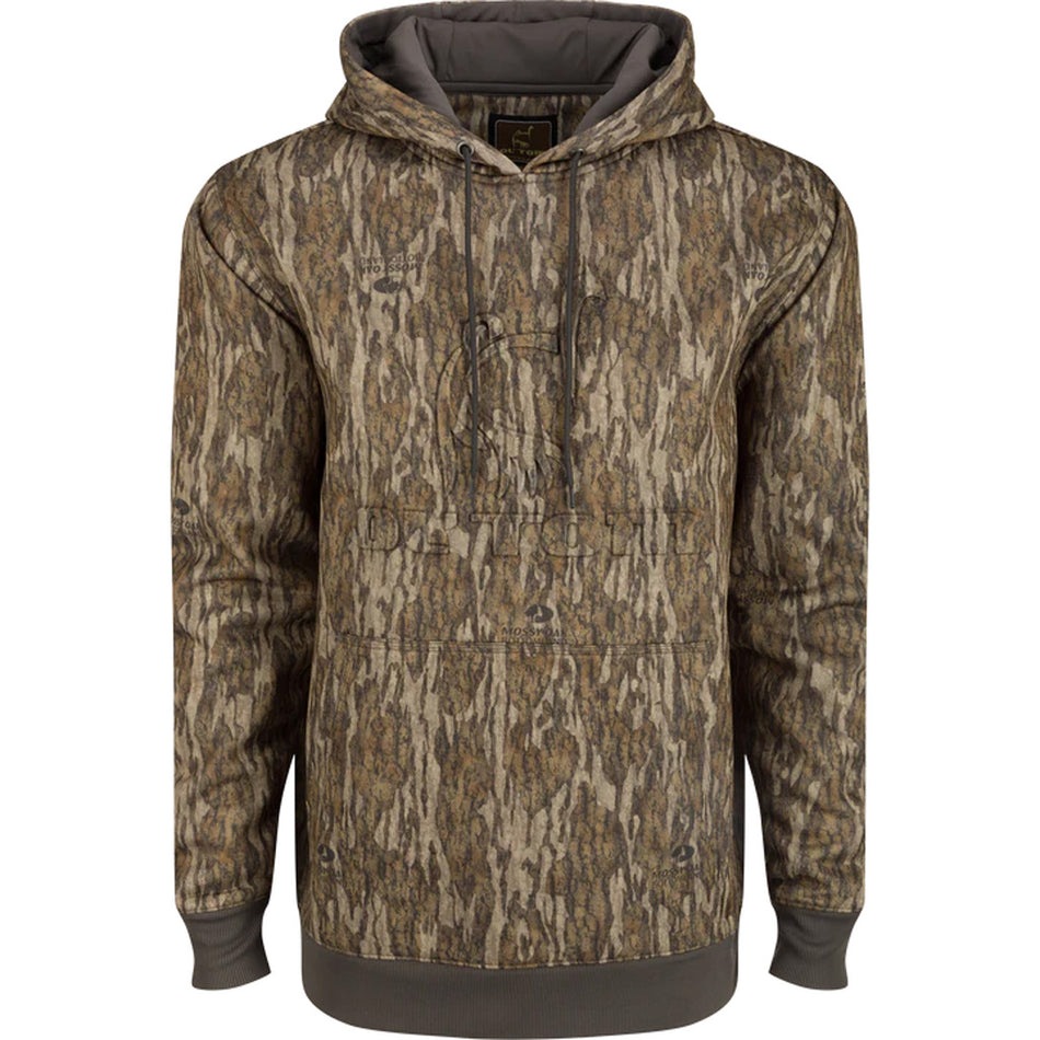 Drake Ol' Tom Back Eddy Stretch Camo Hoodie MO Bottomland Medium