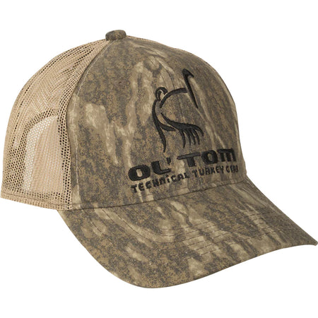 Drake Ol' Tom Mossy Oak Bottomland Camo Mesh Trucker Logo Cap OSFM