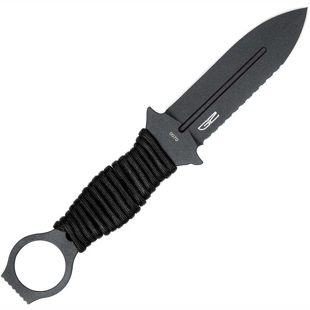 CobraTec Ringed Claymore Dagger Fixed Blade with Single-Side Serration Black