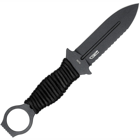 CobraTec Ringed Claymore Dagger Fixed Blade with Single-Side Serration Black