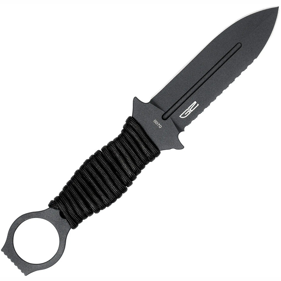 CobraTec Ringed Claymore Dagger Fixed Blade with Single-Side Serration Black