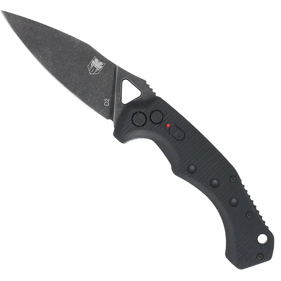 CobraTec Ryker Auto Deploy Folding Knife Black Stonewashed Blade with Pocket Clip