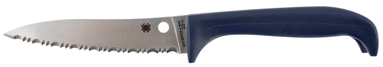 Spyderco Counter Puppy Fixed Blade Kitchen Knife 3.48" Serrated 7Cr17MoV Stainless Blade Purple Stand-Up Handle