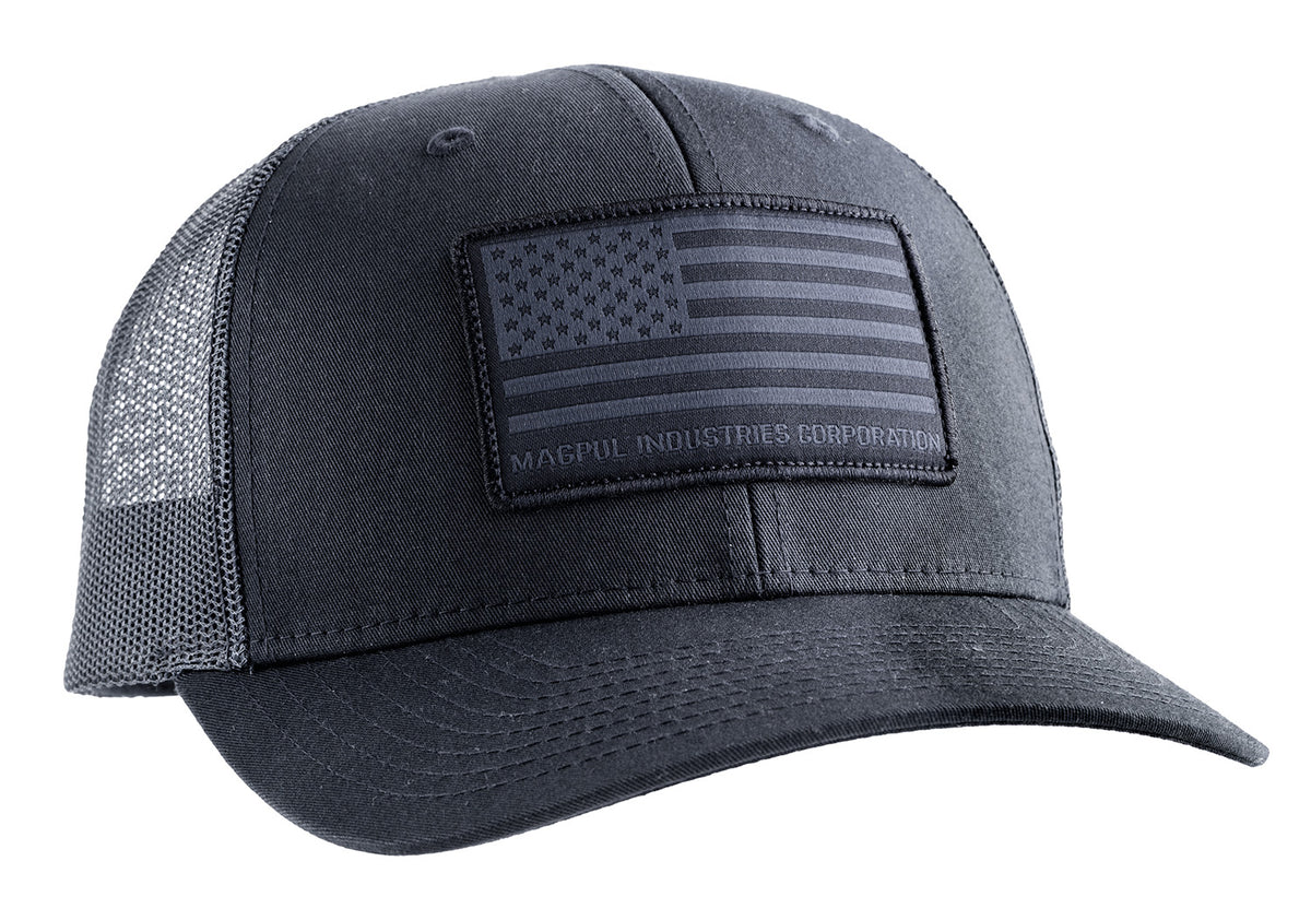 Magpul Woven Flag Patch Trucker Hat Black Adjustable Snapback One Size MAG1215-001
